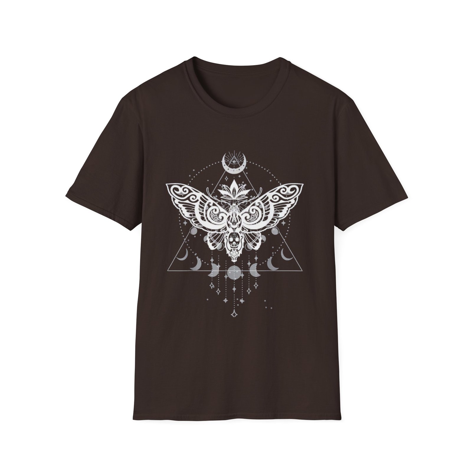 Lunar Moth Illustration T-Shirt | Crescent Moon, Phases, Geometric Mystic - Image 5