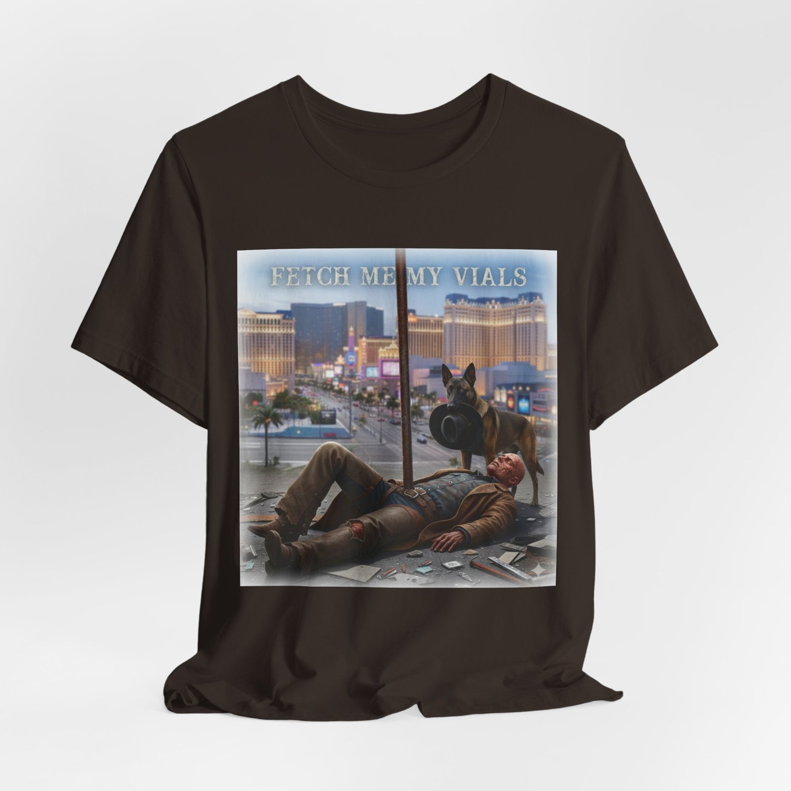 Fetch me my vials, Fallout Tee, Street Scene Graphic Tee — "Fetch Me My Vials" Retro Vegas Art Shirt - Image 9