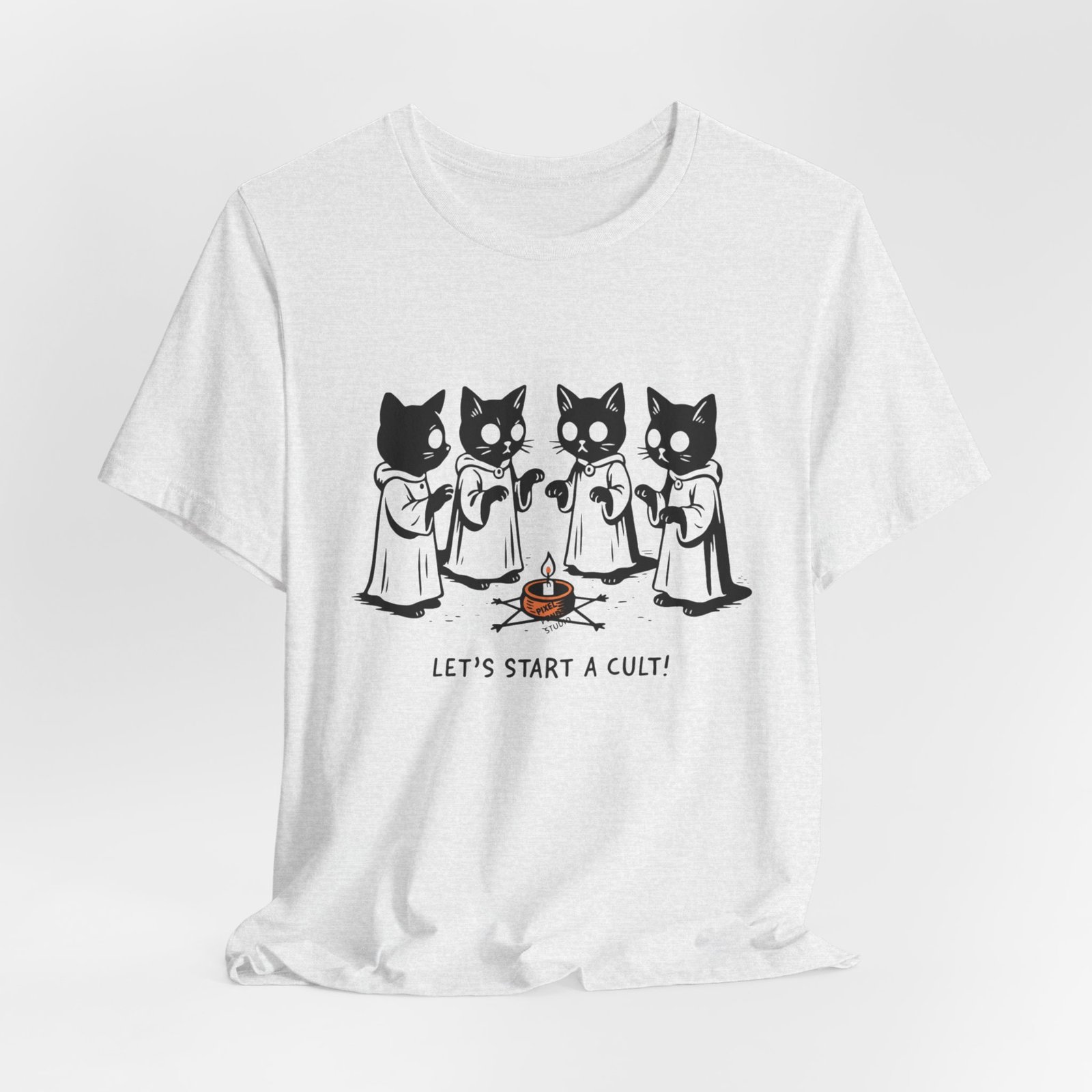 Cat Choir Lets Start a Cult Tee , Cat Ritual Graphic Shirt - Image 4