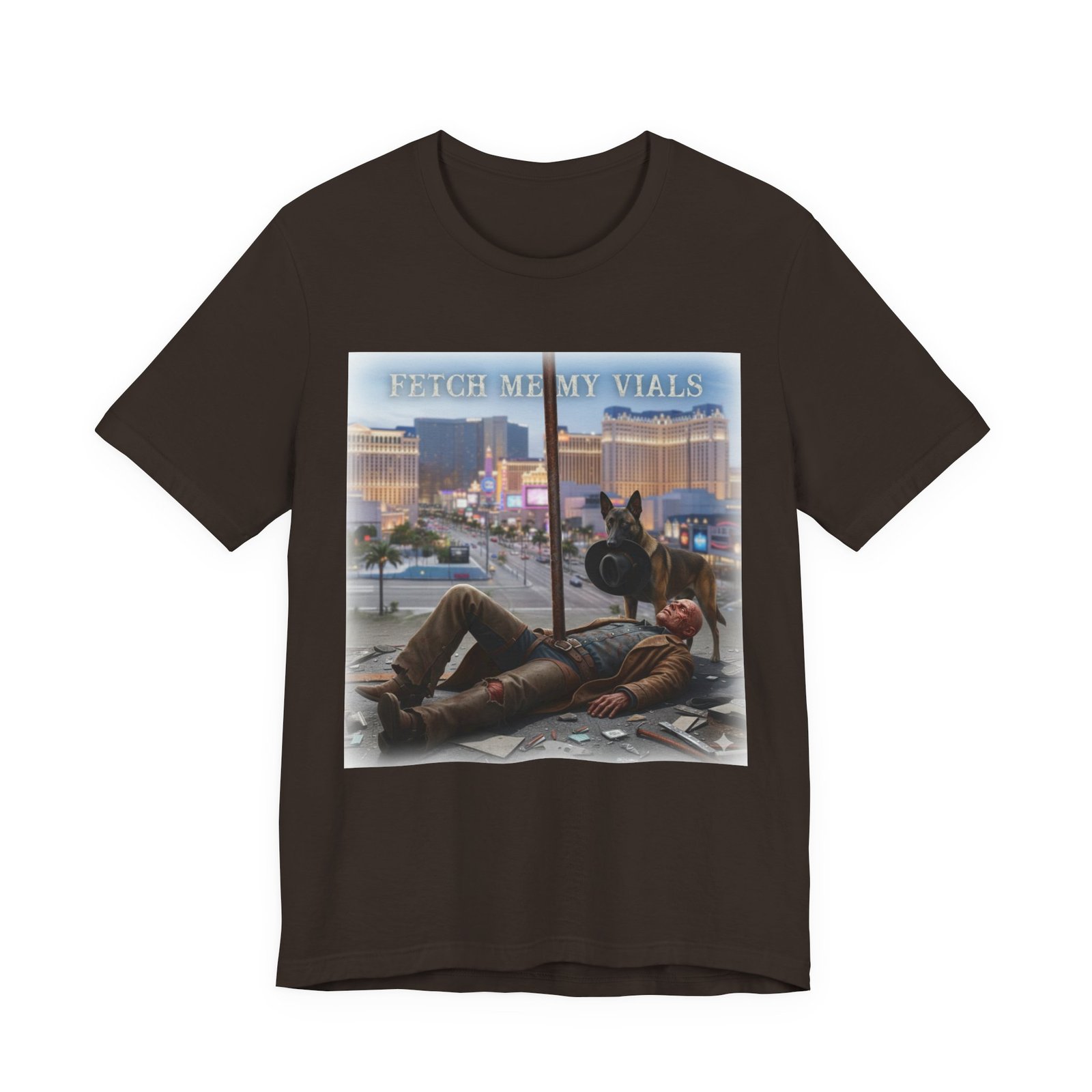 Fetch me my vials, Fallout Tee, Street Scene Graphic Tee — "Fetch Me My Vials" Retro Vegas Art Shirt - Image 6