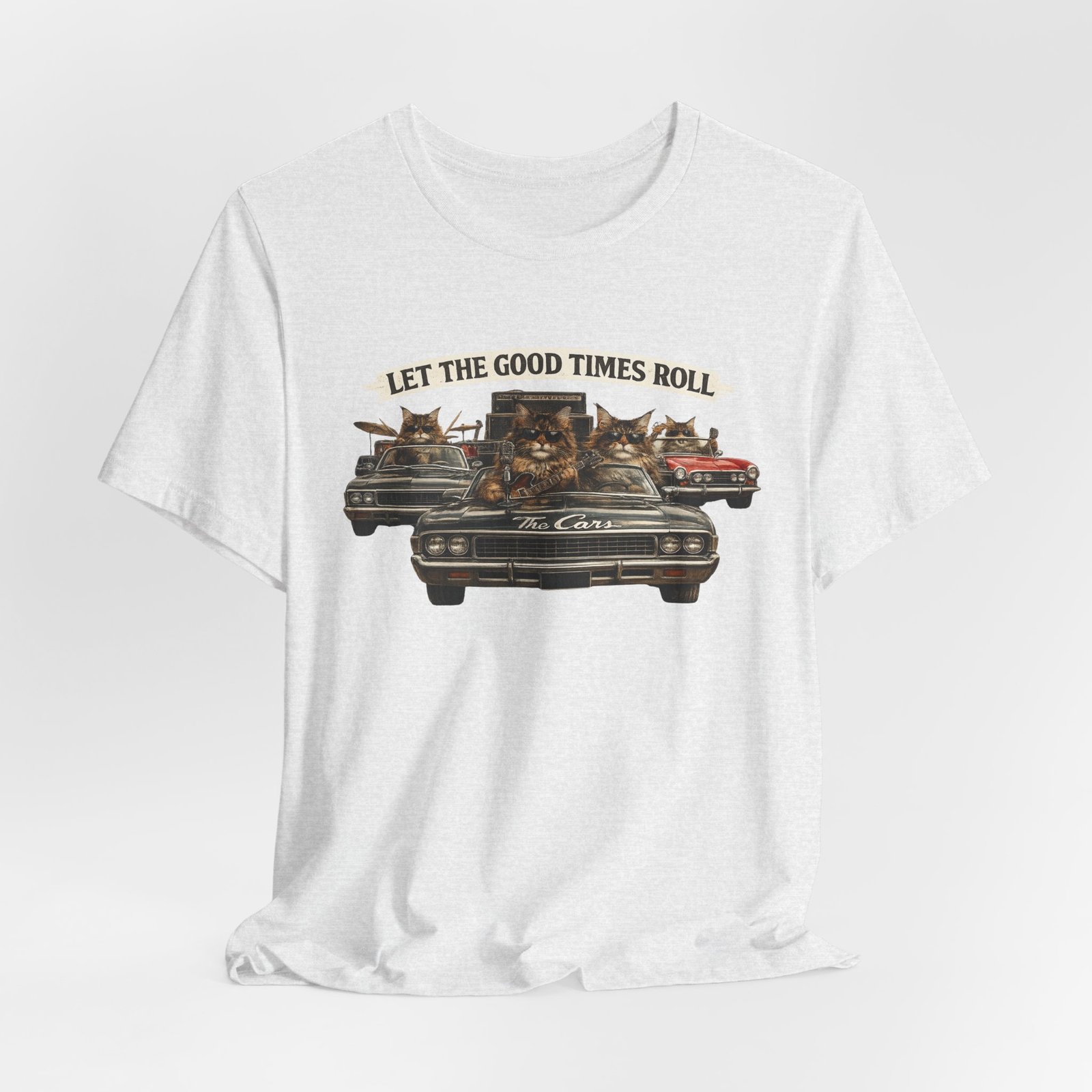 Let The Good Times Roll cats in classic car Tee | Vintage cat artwork - Image 12