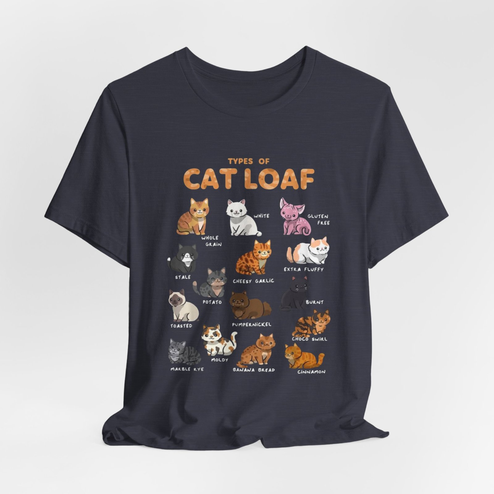 Types of Cat Loaf T-Shirt | Cute Cat Pose Illustration, Cat Lover Tee - Image 36