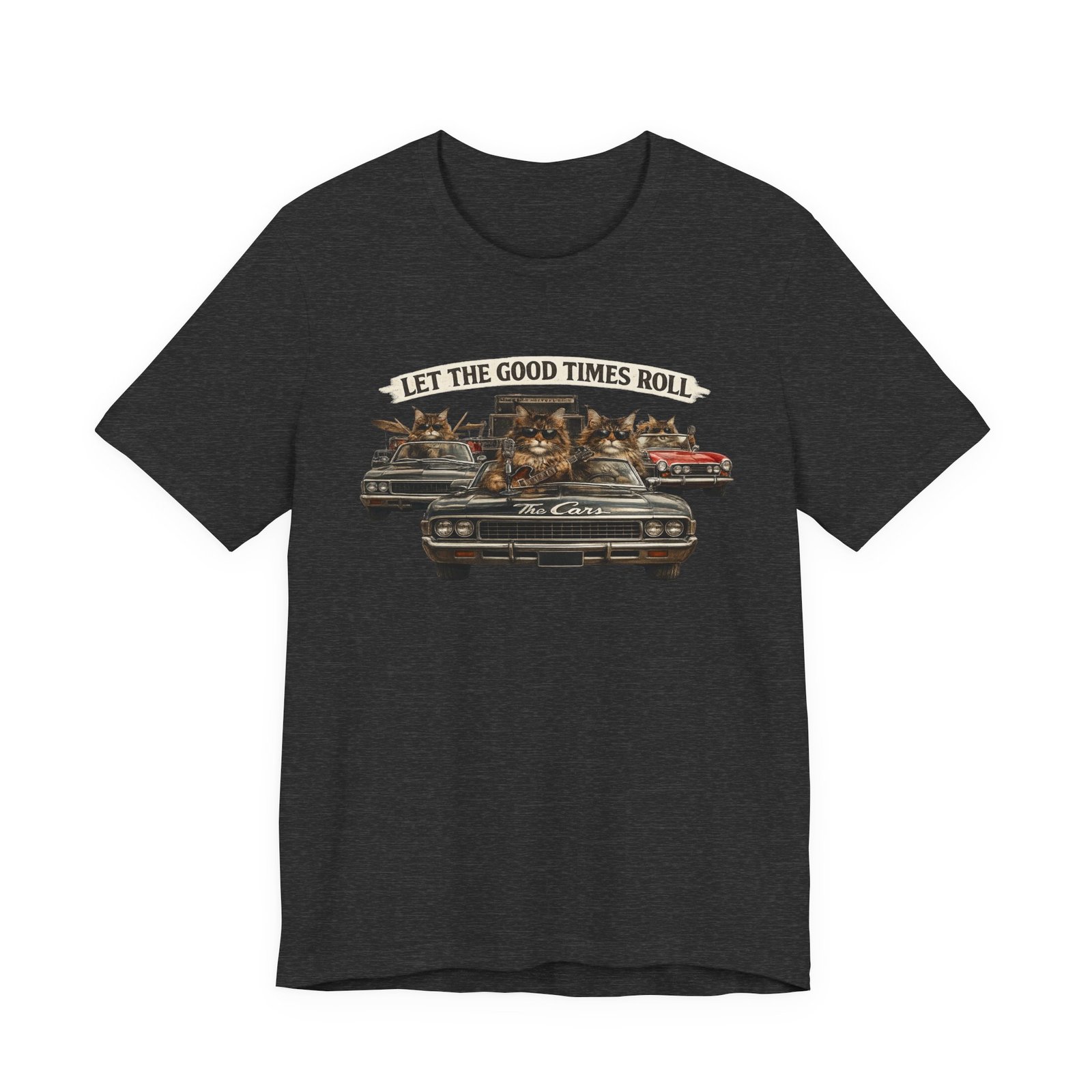Let The Good Times Roll cats in classic car Tee | Vintage cat artwork - Image 21