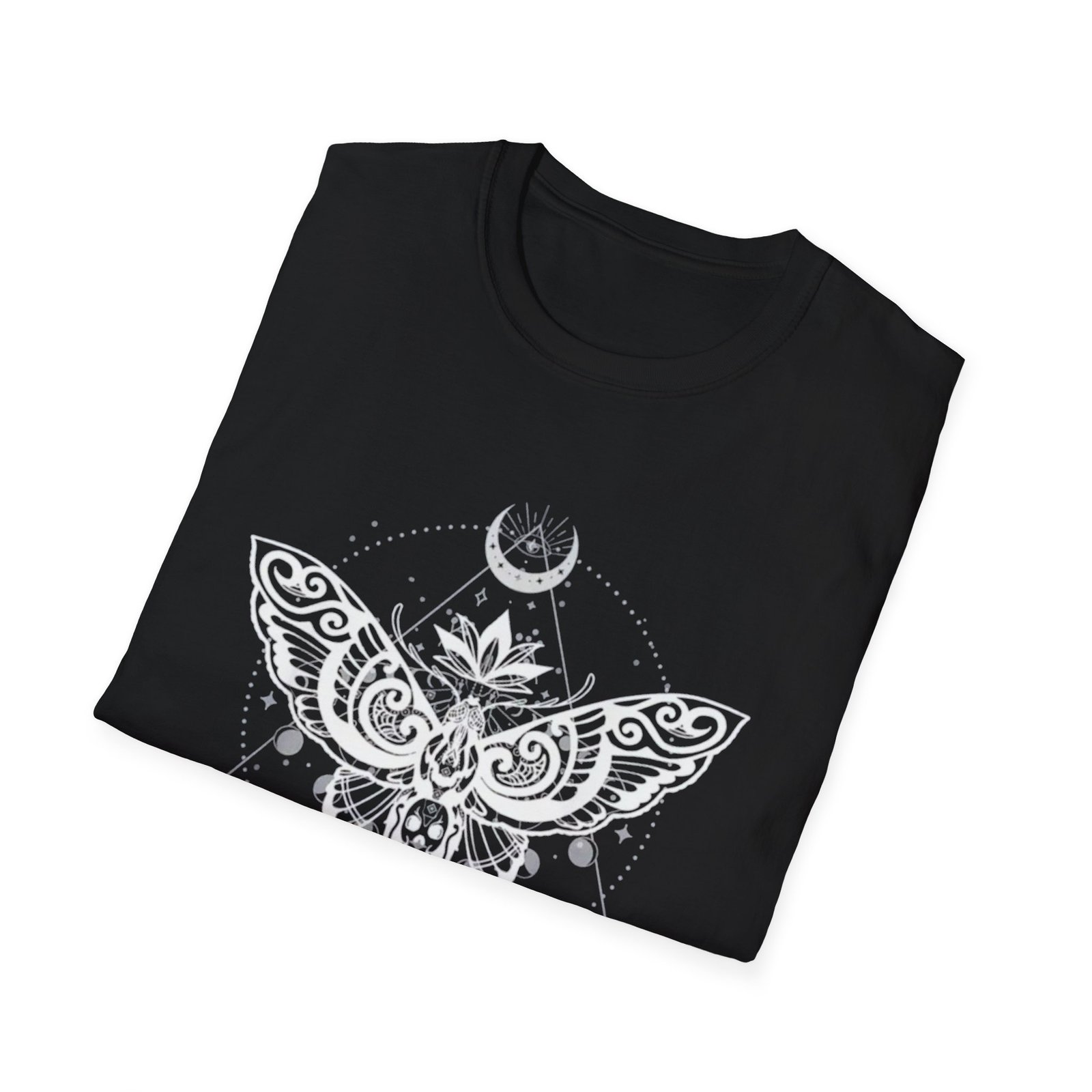Lunar Moth Illustration T-Shirt | Crescent Moon, Phases, Geometric Mystic - Image 4