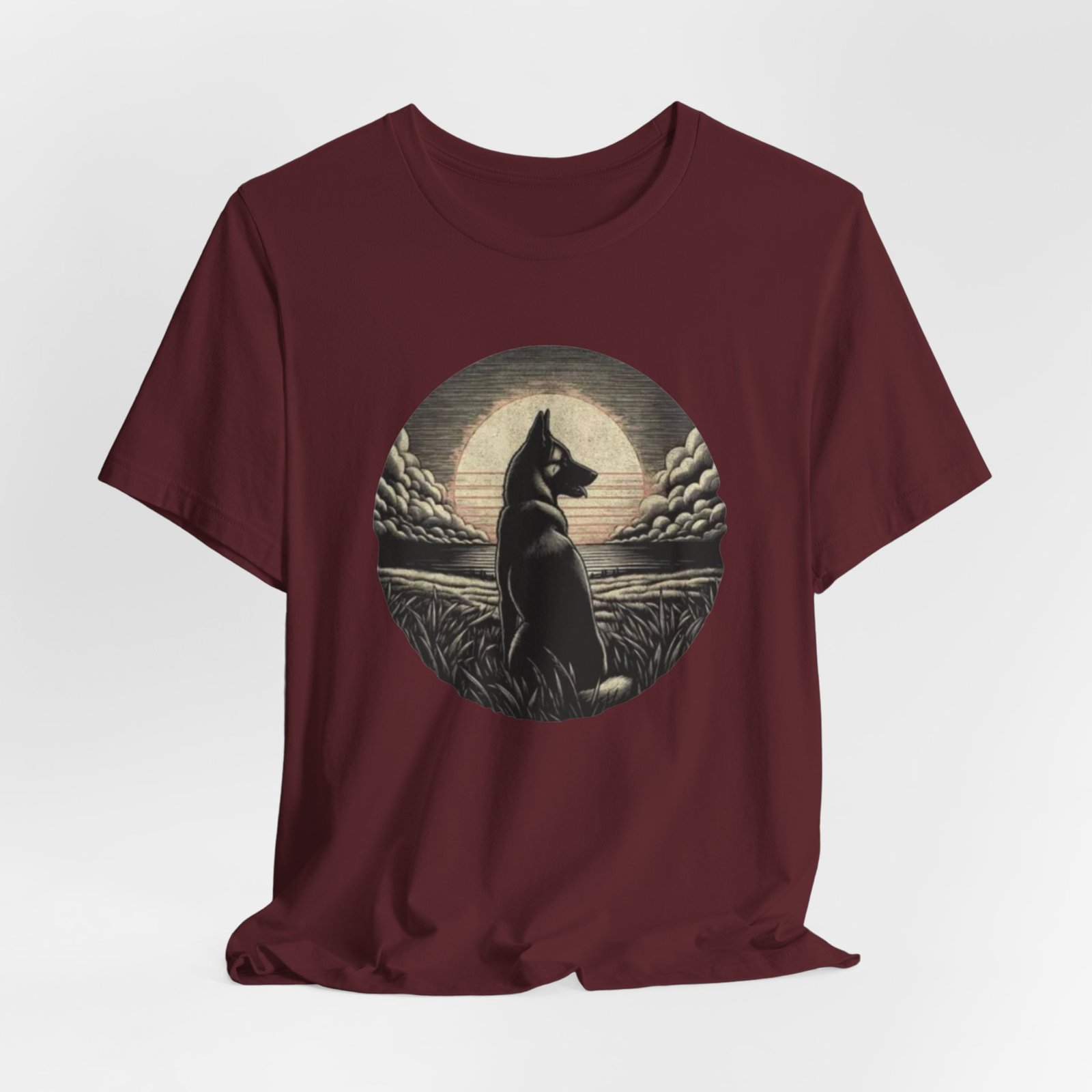 Belgian malinios silhouette sunset circle Tee | Nature, Moonlit Landscape - Image 32