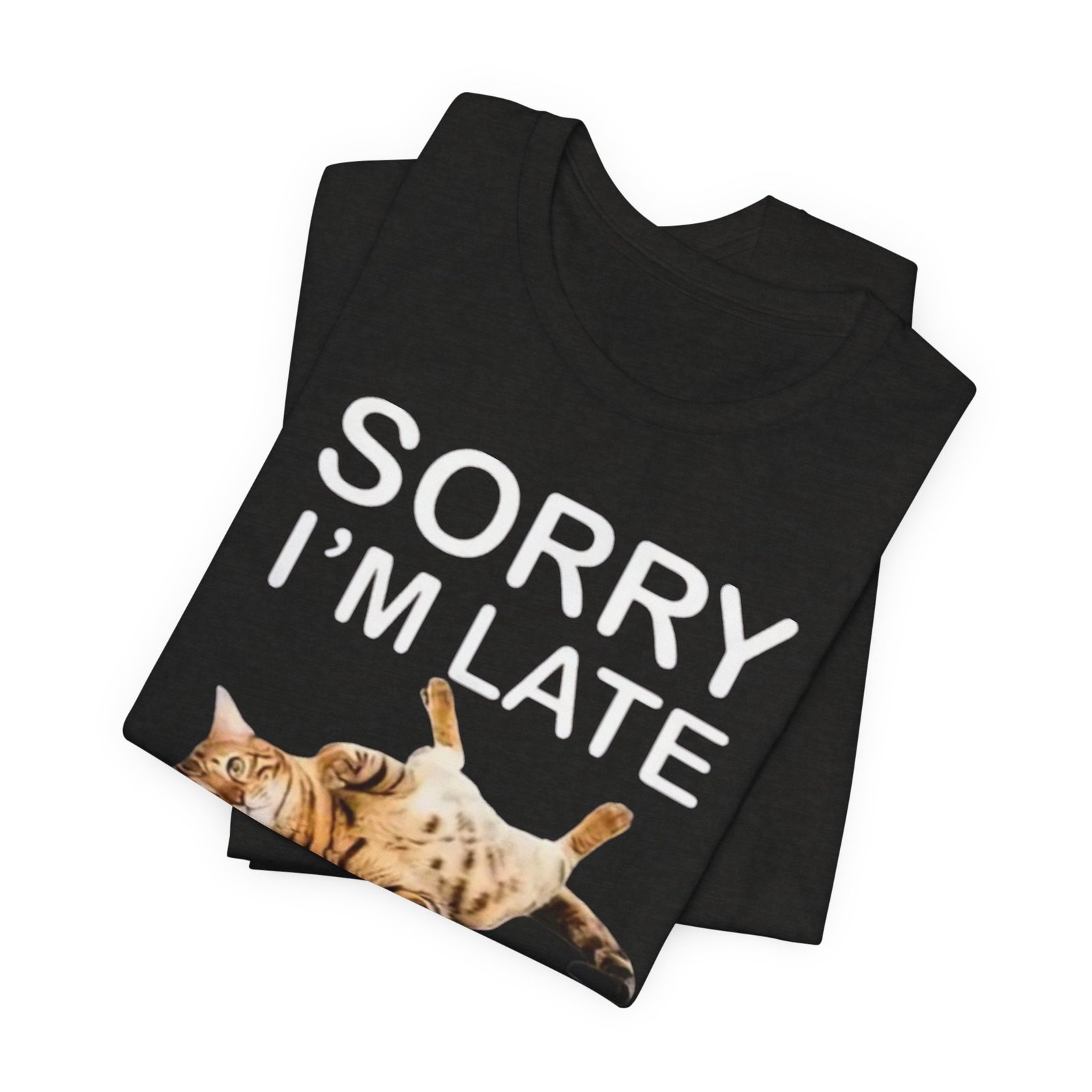 Sorry I'm Late My Cat Was Sitting On Me T-Shirt | Funny Cat Tee - Image 7