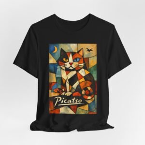 Picatso Cubist Cat T-Shirt | Geometric Cat Art Tee