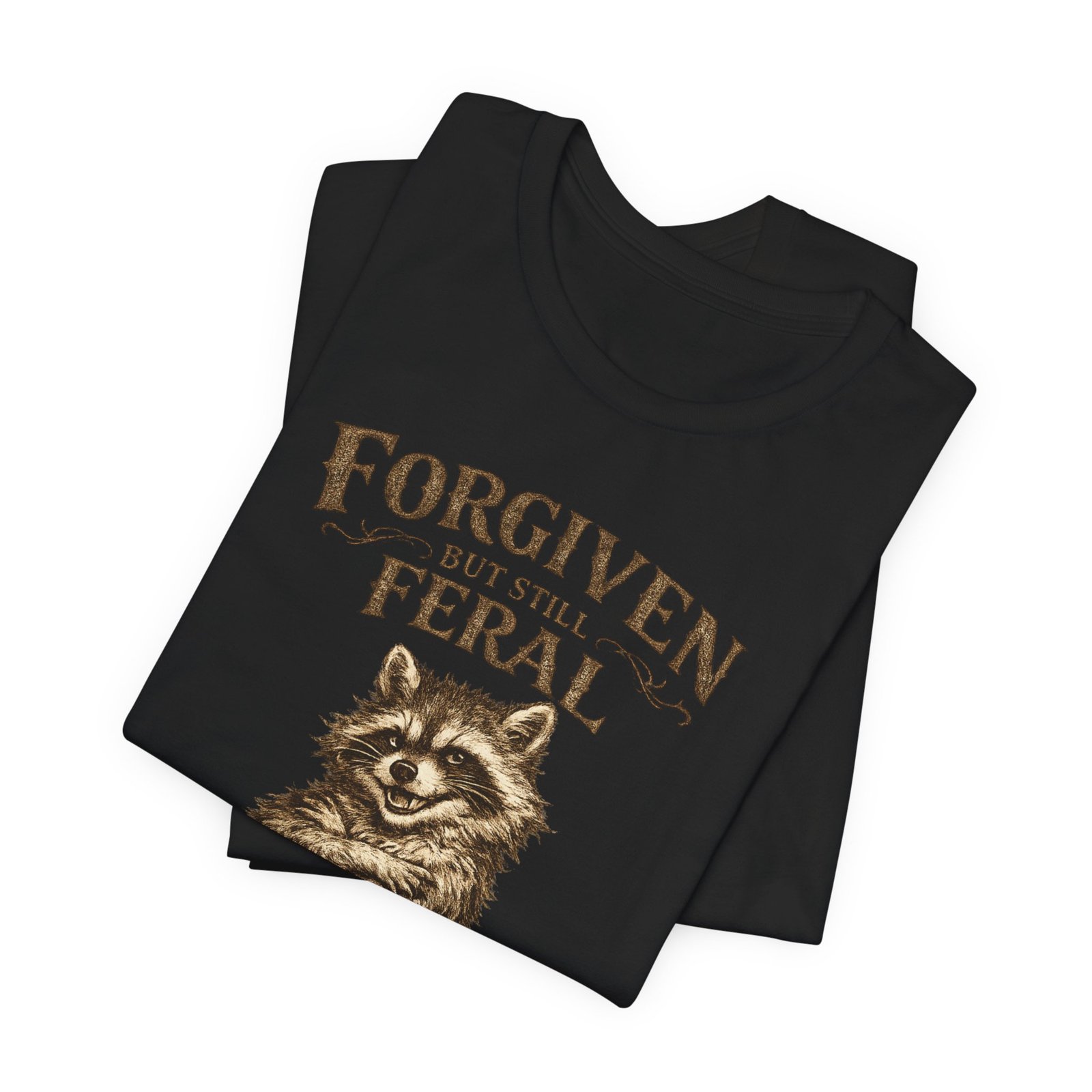 Forgiven But Still Feral raccoon tee | vintage illustration, humour - Image 4