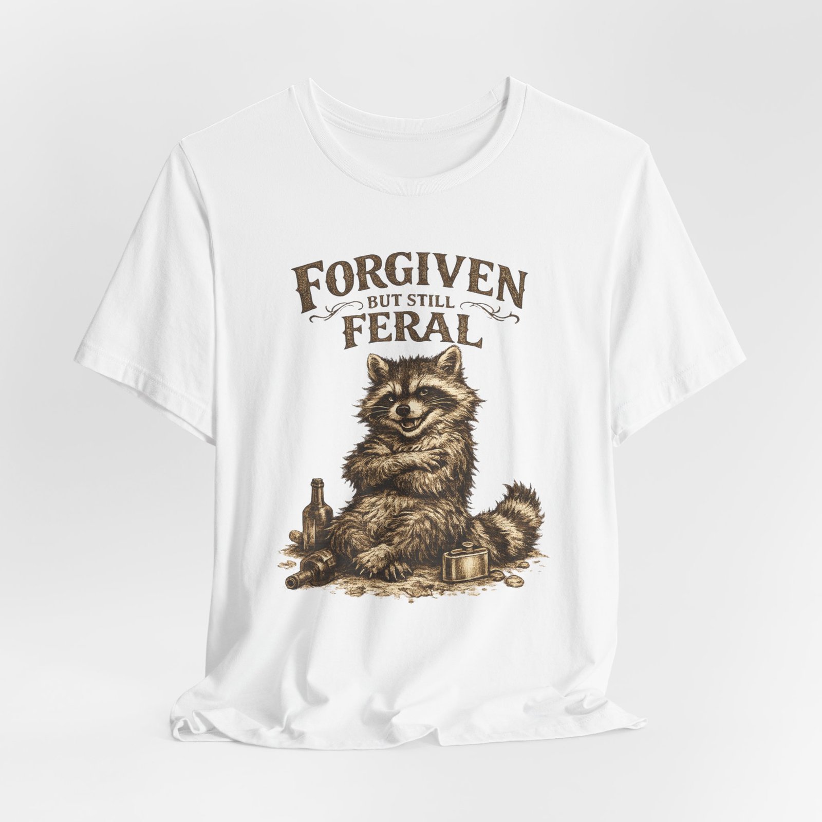 Forgiven But Still Feral raccoon tee | vintage illustration, humour - Image 8