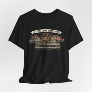 Let The Good Times Roll cats in classic car Tee | Vintage cat artwork