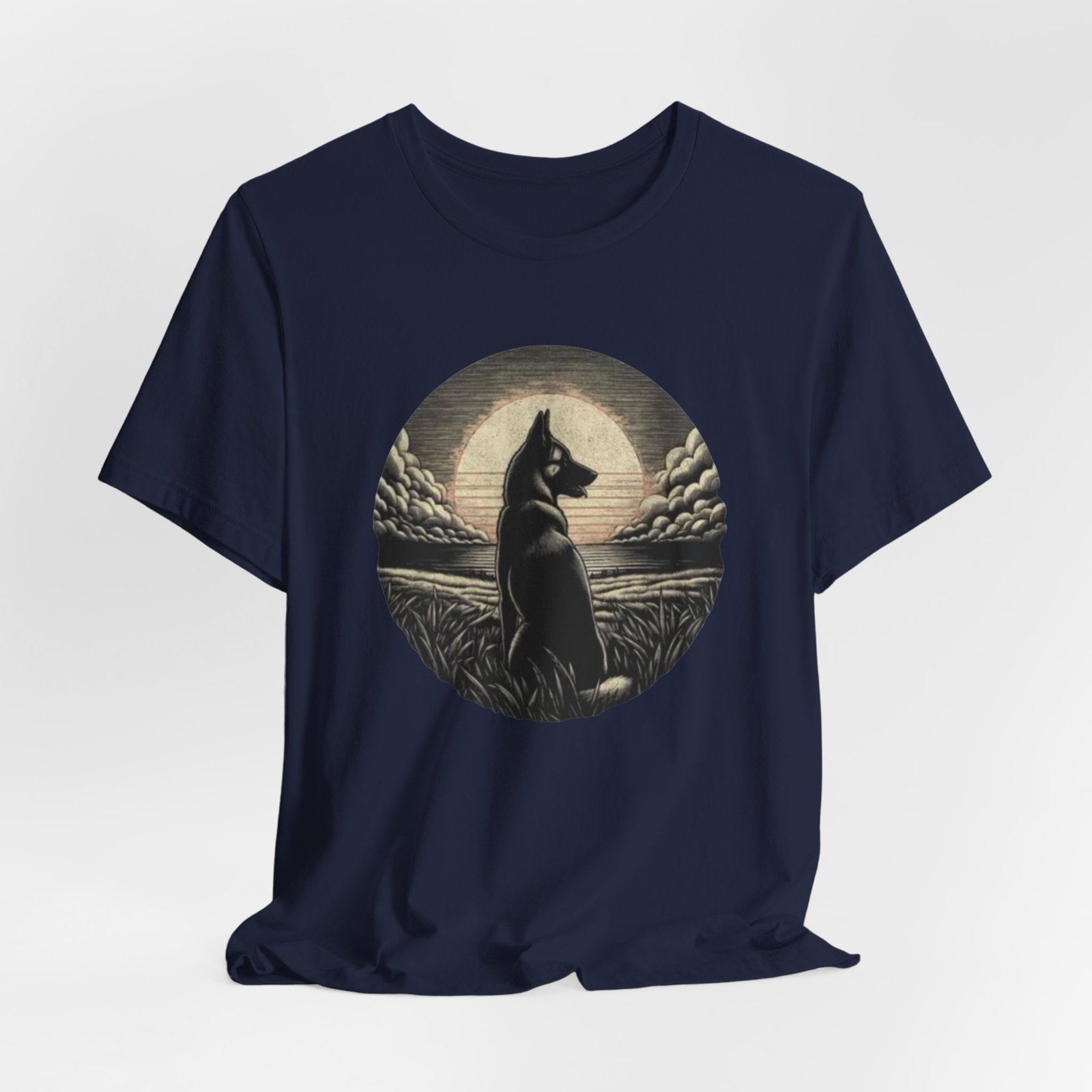 Belgian malinios silhouette sunset circle Tee | Nature, Moonlit Landscape - Image 28