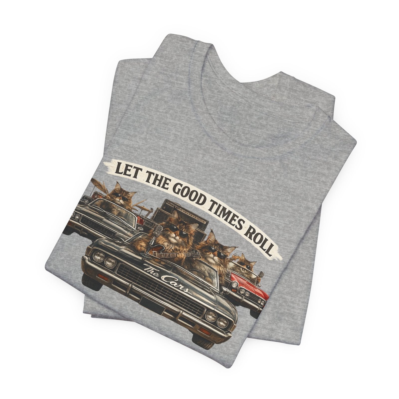 Let The Good Times Roll cats in classic car Tee | Vintage cat artwork - Image 19