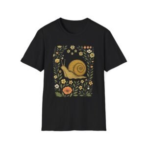 Snail Botanical Illustration T-Shirt | Floral Garden Nature Tee