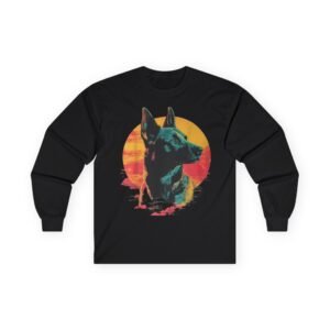 Retro Sun Belgian Malinois Long Sleeve Tee | Vintage Dog Sunset