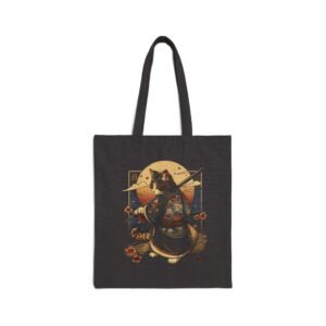 Samurai Cat Illustration Tote Bag | Vintage Sunset, Asian Motif