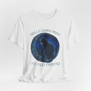 Moonlit Cat Unisex T-Shirt, Perfect for Cat Lovers, Gifts for Friends, Cozy Nights, Halloween, Dark Aesthetics