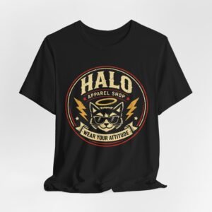 Halo Cat Graphic Tee — "Wear Your Attitude" Vintage Rock T-Shirt