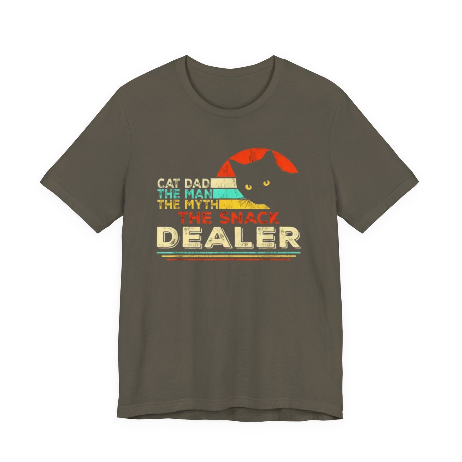 Cat Dad The Snack Dealer T-Shirt | Retro Cat Graphic - Image 9