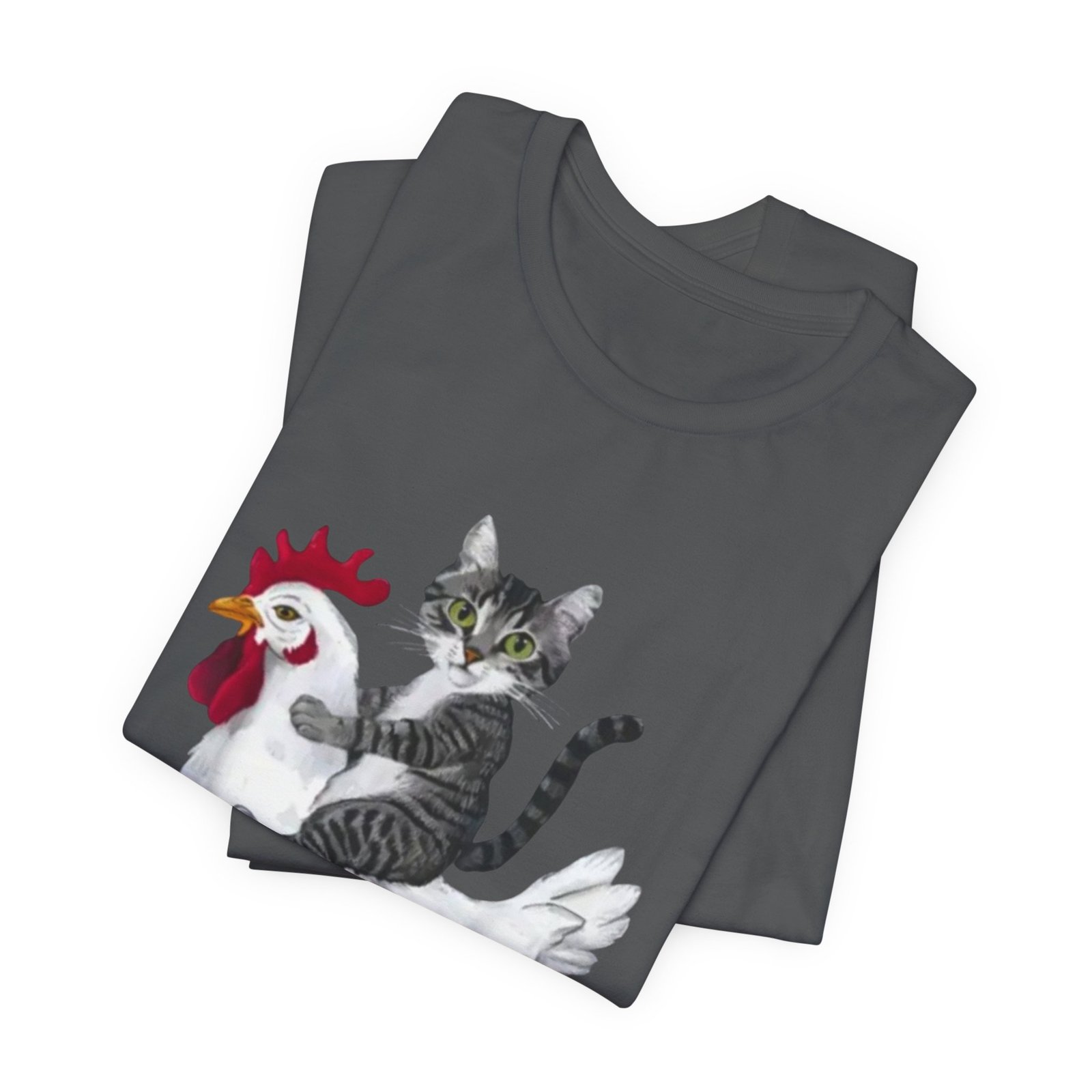 Cat Riding Chicken T-Shirt | Cute Animal Illustration Tee - Image 27