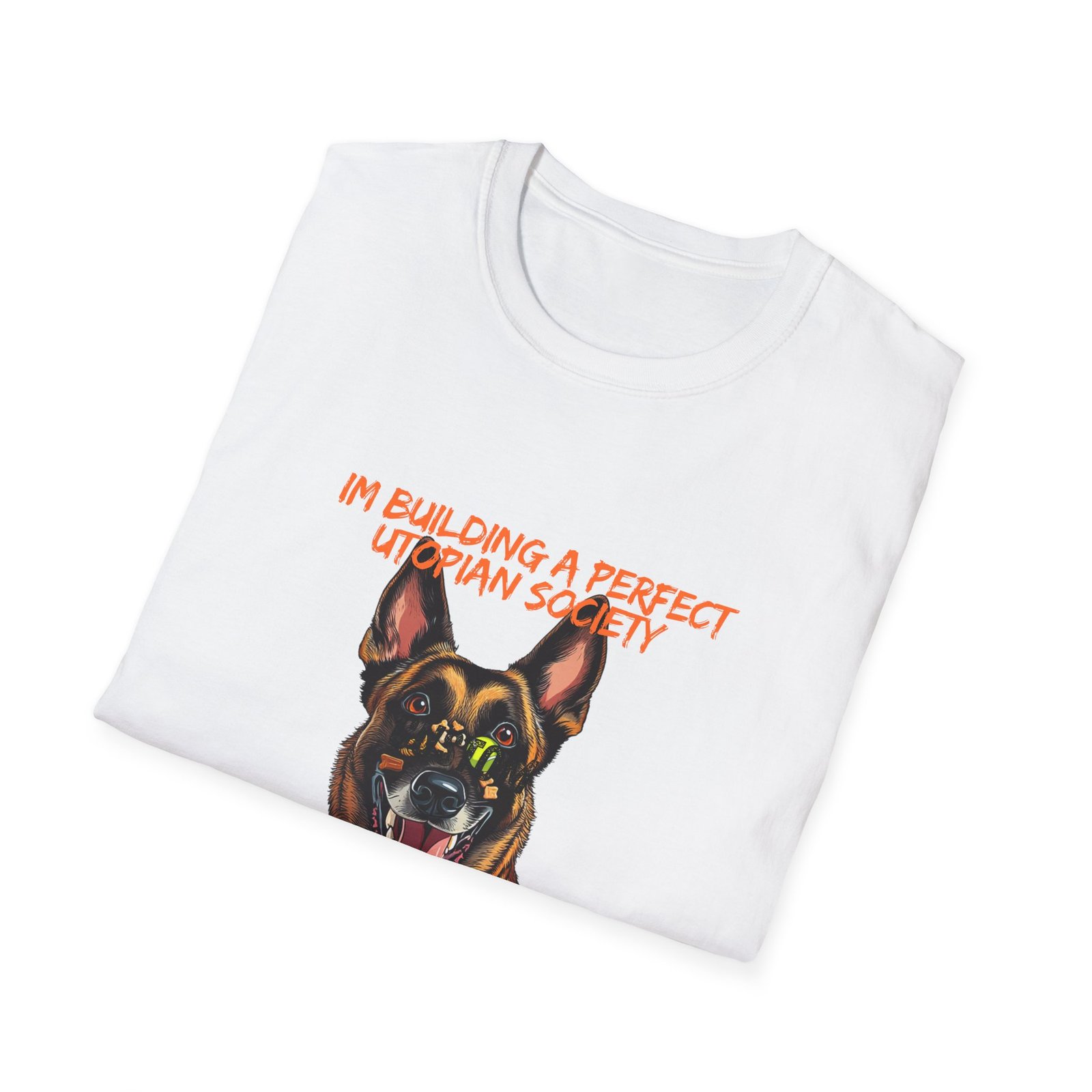 Belgian Malinois Illustration T-Shirt | "I'm Building a Perfect Utopian Society in My Head" - Image 8