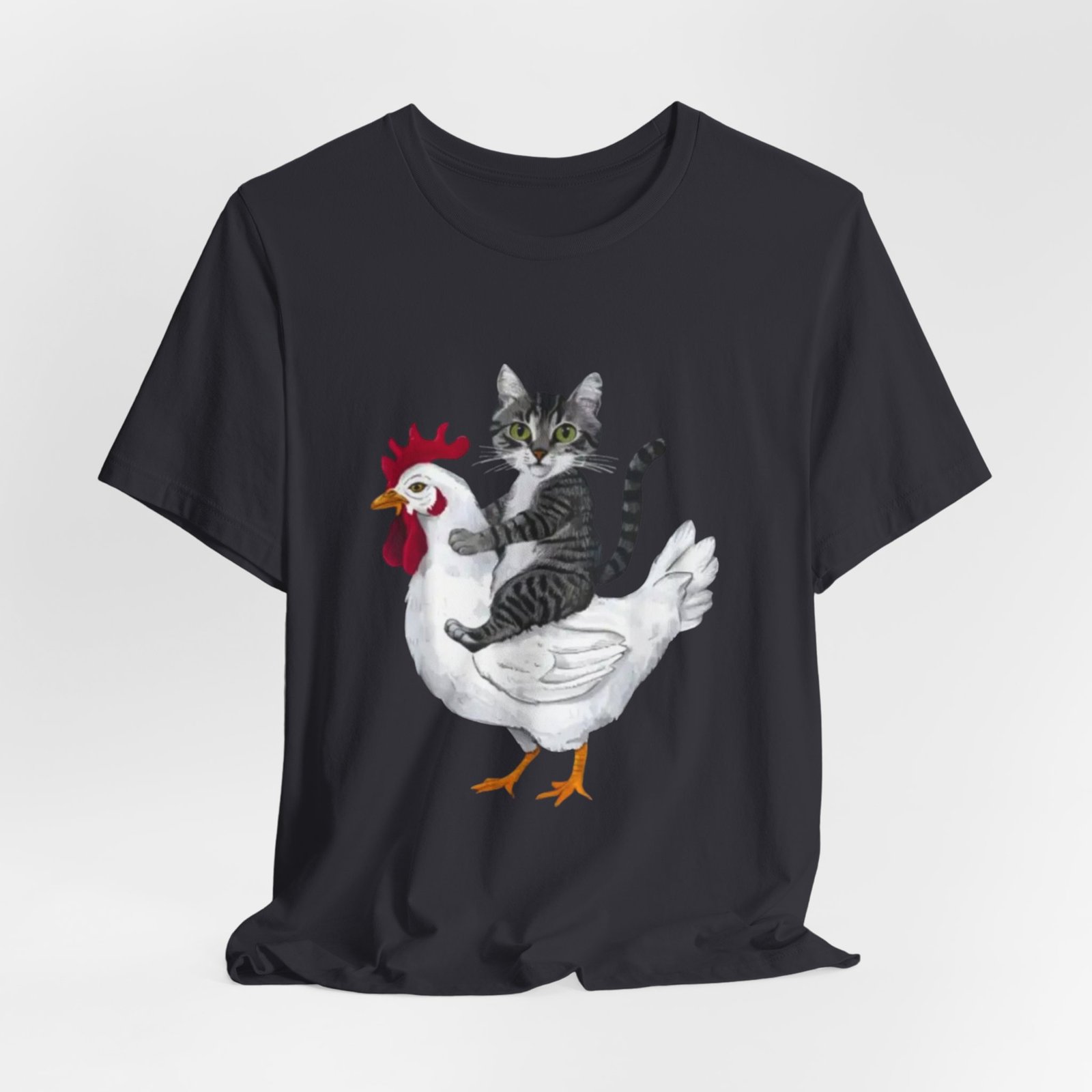 Cat Riding Chicken T-Shirt | Cute Animal Illustration Tee - Image 20