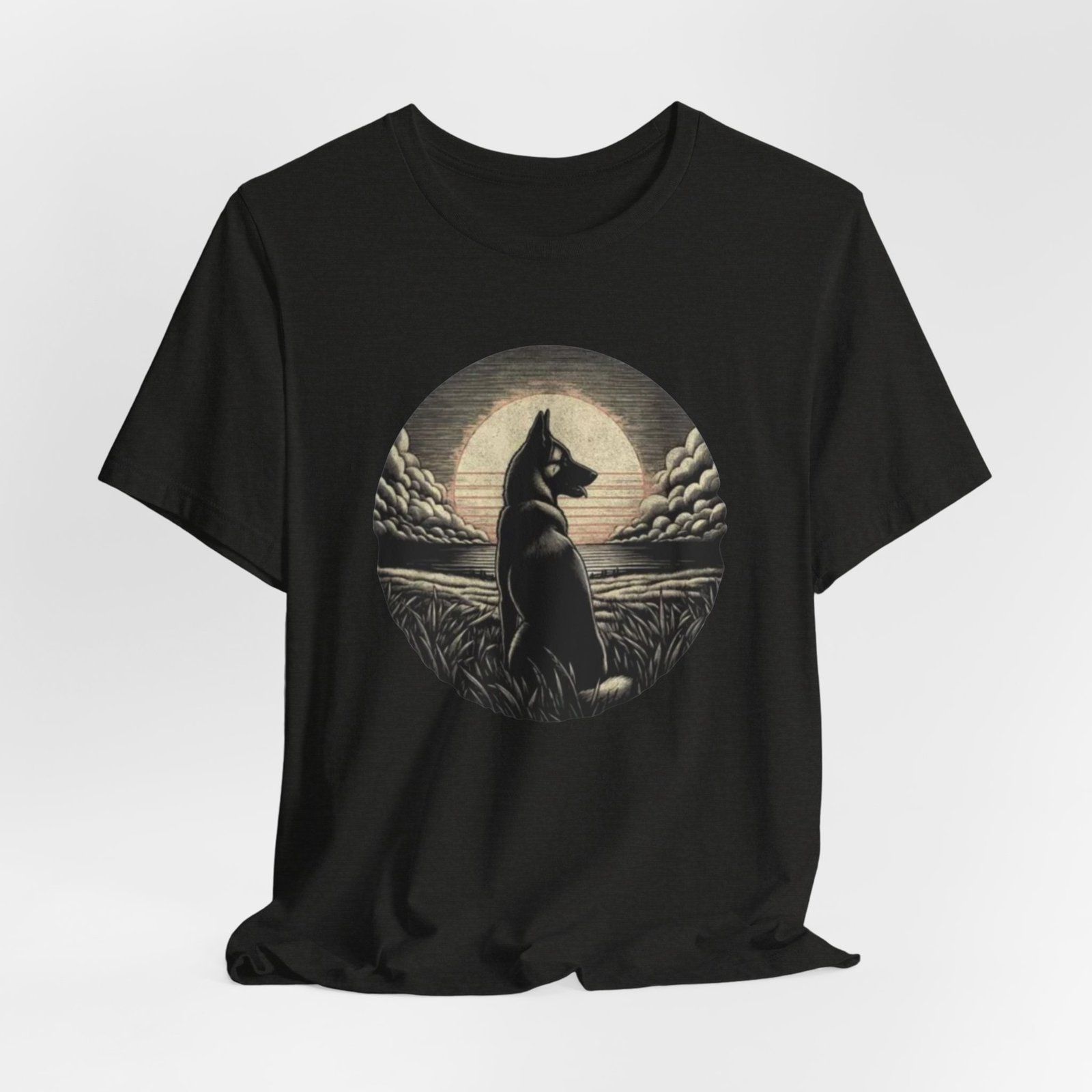 Belgian malinios silhouette sunset circle Tee | Nature, Moonlit Landscape - Image 12
