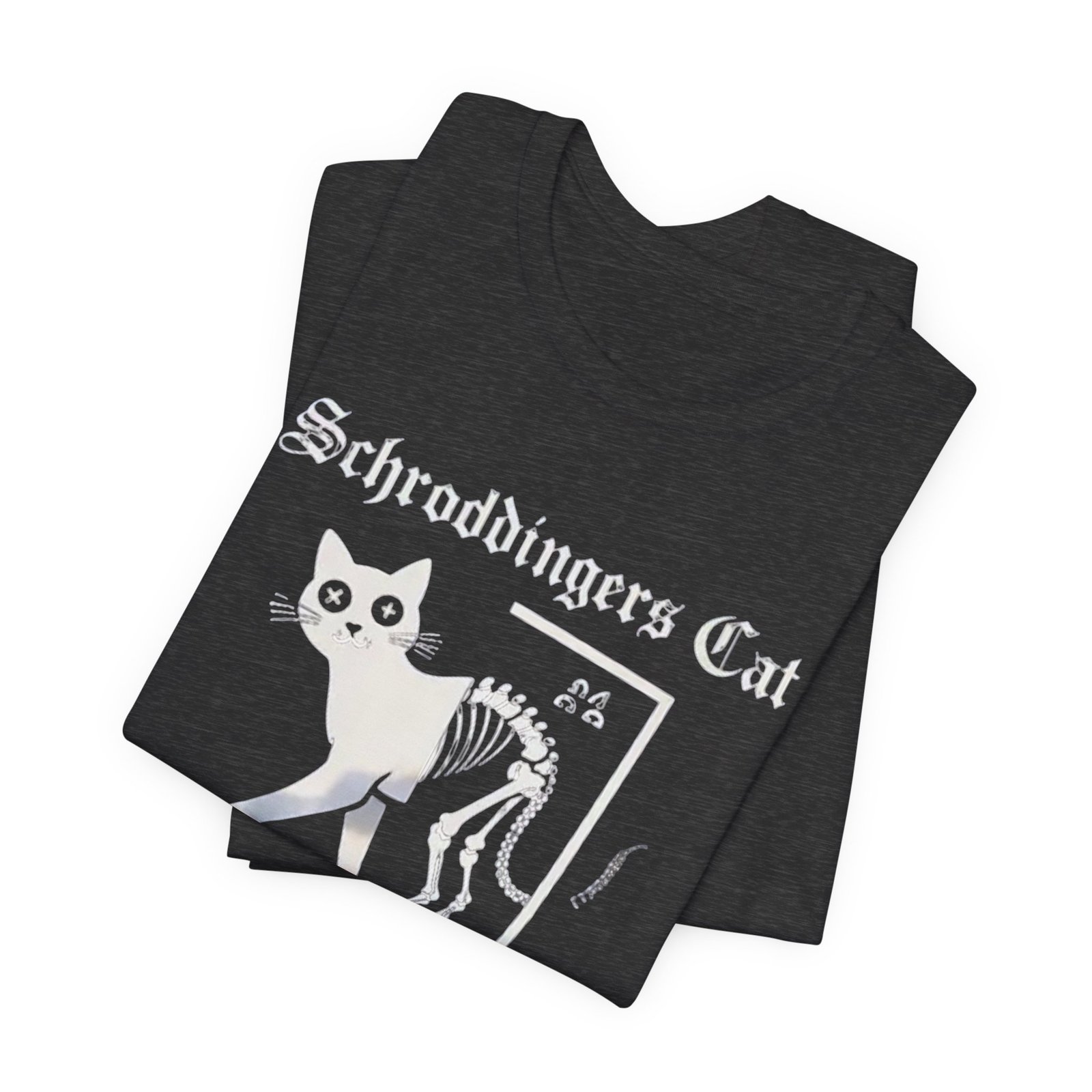 Schrodingers Cat skeleton illustration T-Shirt | Dead & Alive cat science tee - Image 15