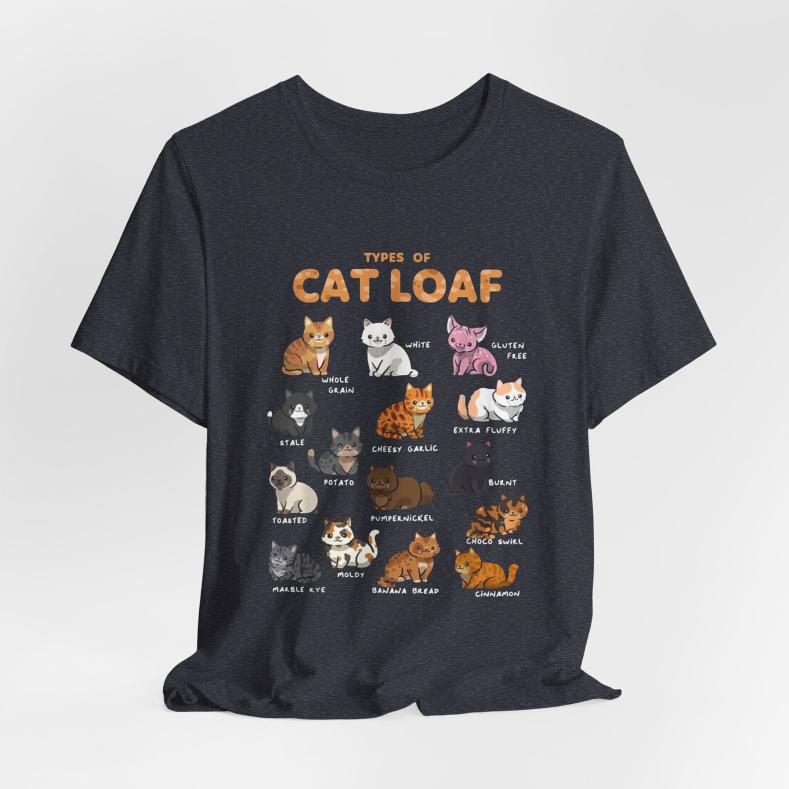Types of Cat Loaf T-Shirt | Cute Cat Pose Illustration, Cat Lover Tee - Image 32