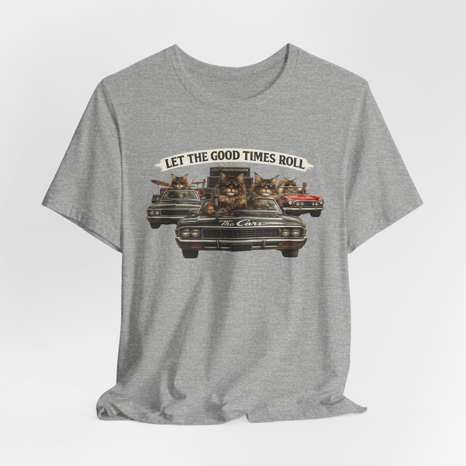 Let The Good Times Roll cats in classic car Tee | Vintage cat artwork - Image 20