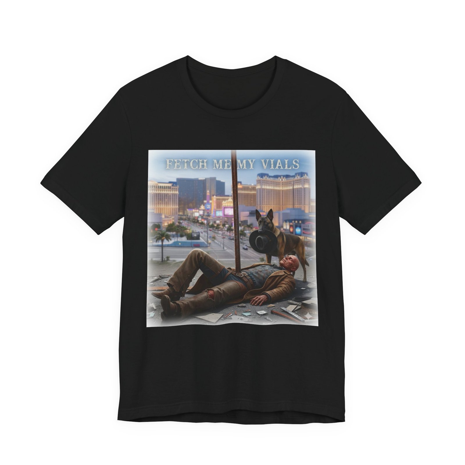 Fetch me my vials, Fallout Tee, Street Scene Graphic Tee — "Fetch Me My Vials" Retro Vegas Art Shirt - Image 11