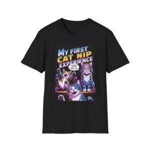 My First Catnip Experience T-Shirt | Retro Cartoon Cats, Psychedelic Pet Art