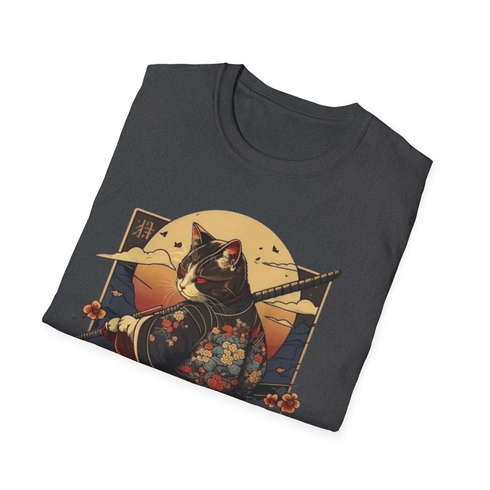 Samurai Cat Illustration T-Shirt | Japanese Kimono Cat Graphic Tee - Image 16
