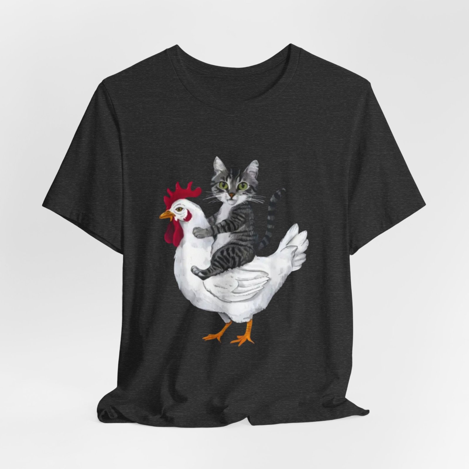 Cat Riding Chicken T-Shirt | Cute Animal Illustration Tee - Image 32
