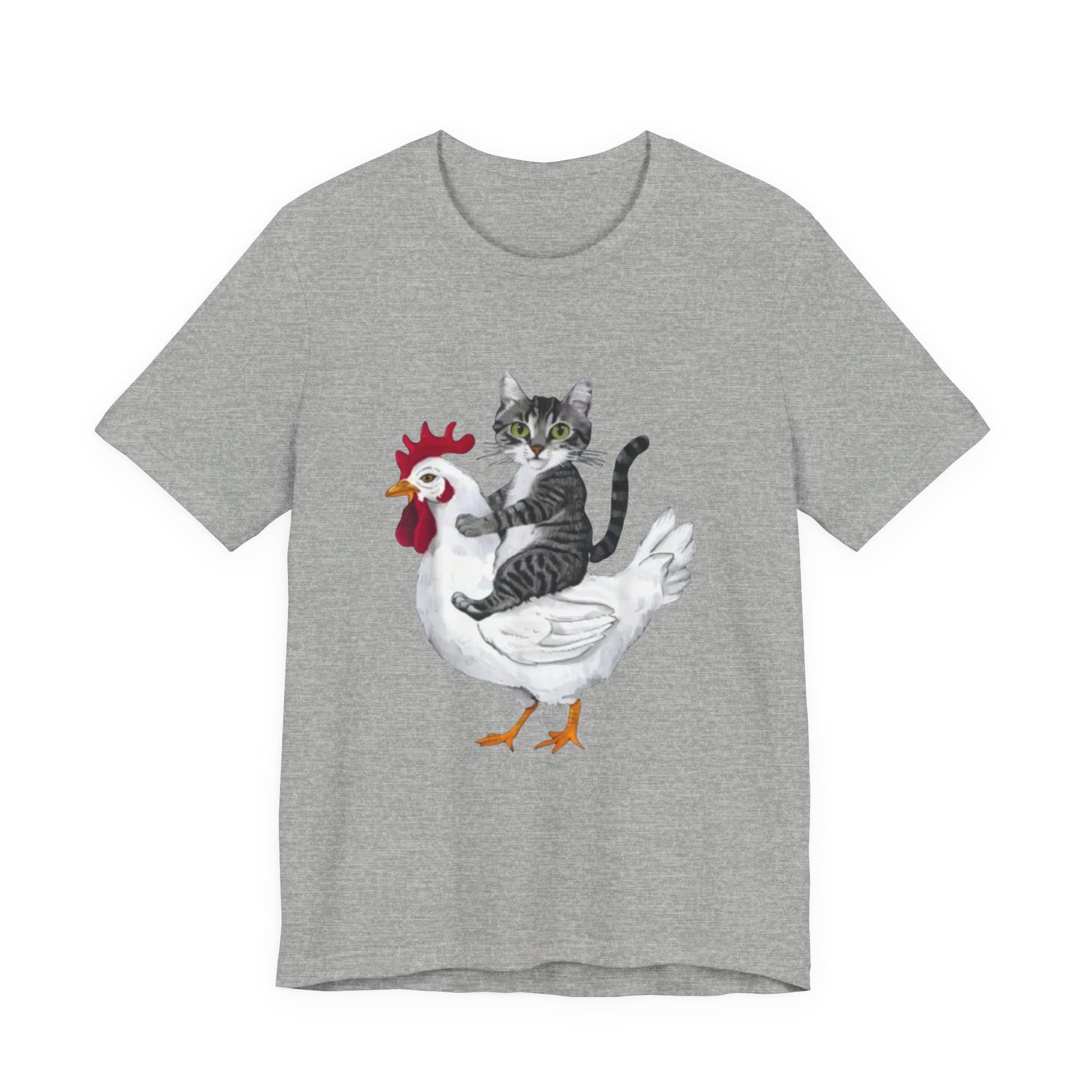 Cat Riding Chicken T-Shirt | Cute Animal Illustration Tee - Image 21