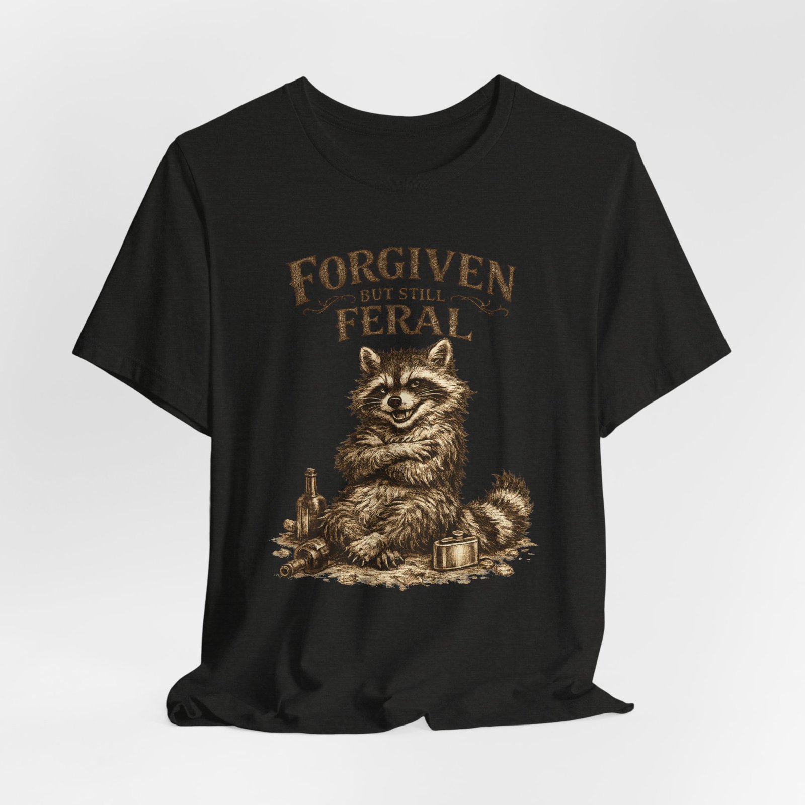 Forgiven But Still Feral raccoon tee | vintage illustration, humour - Image 20