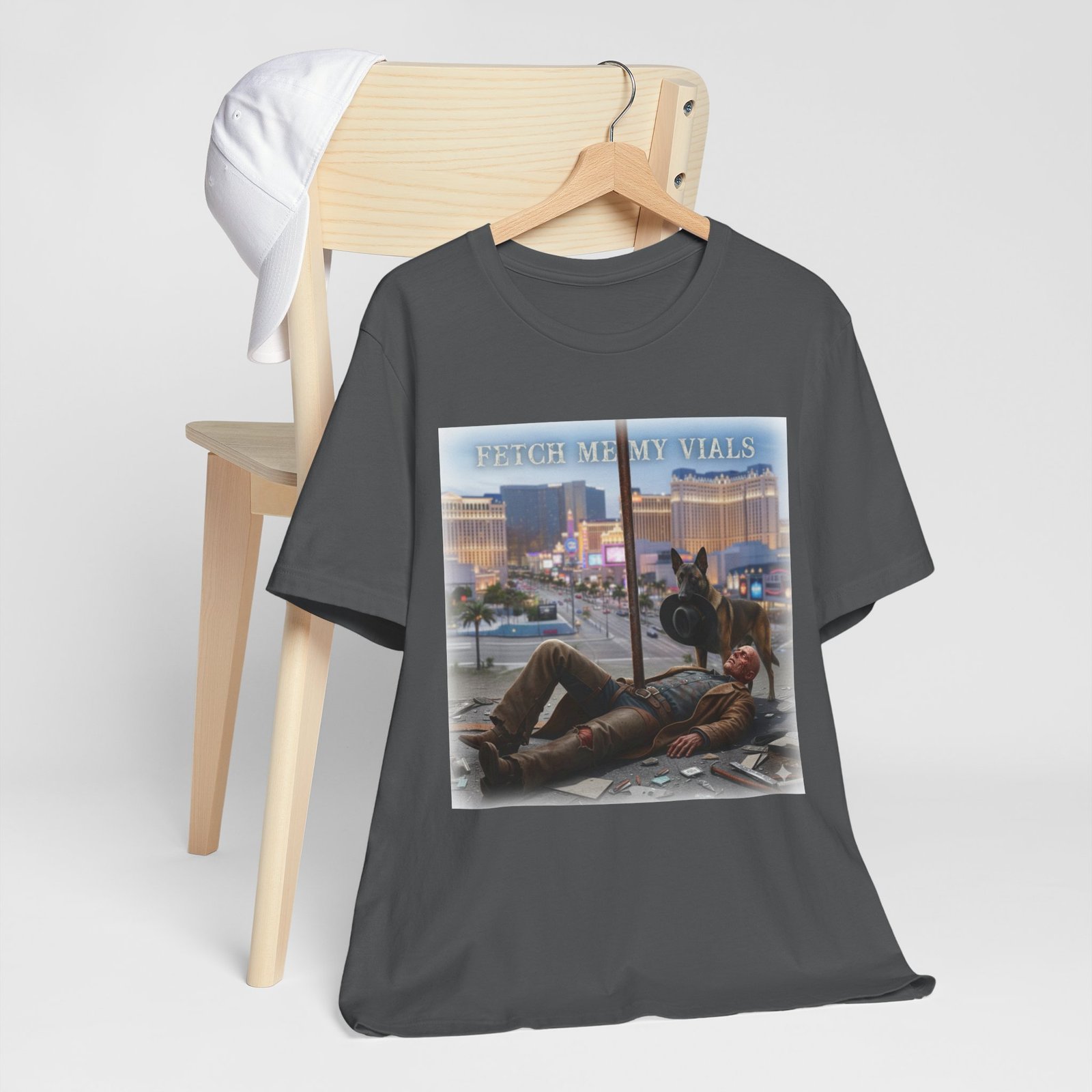 Fetch me my vials, Fallout Tee, Street Scene Graphic Tee — "Fetch Me My Vials" Retro Vegas Art Shirt - Image 35