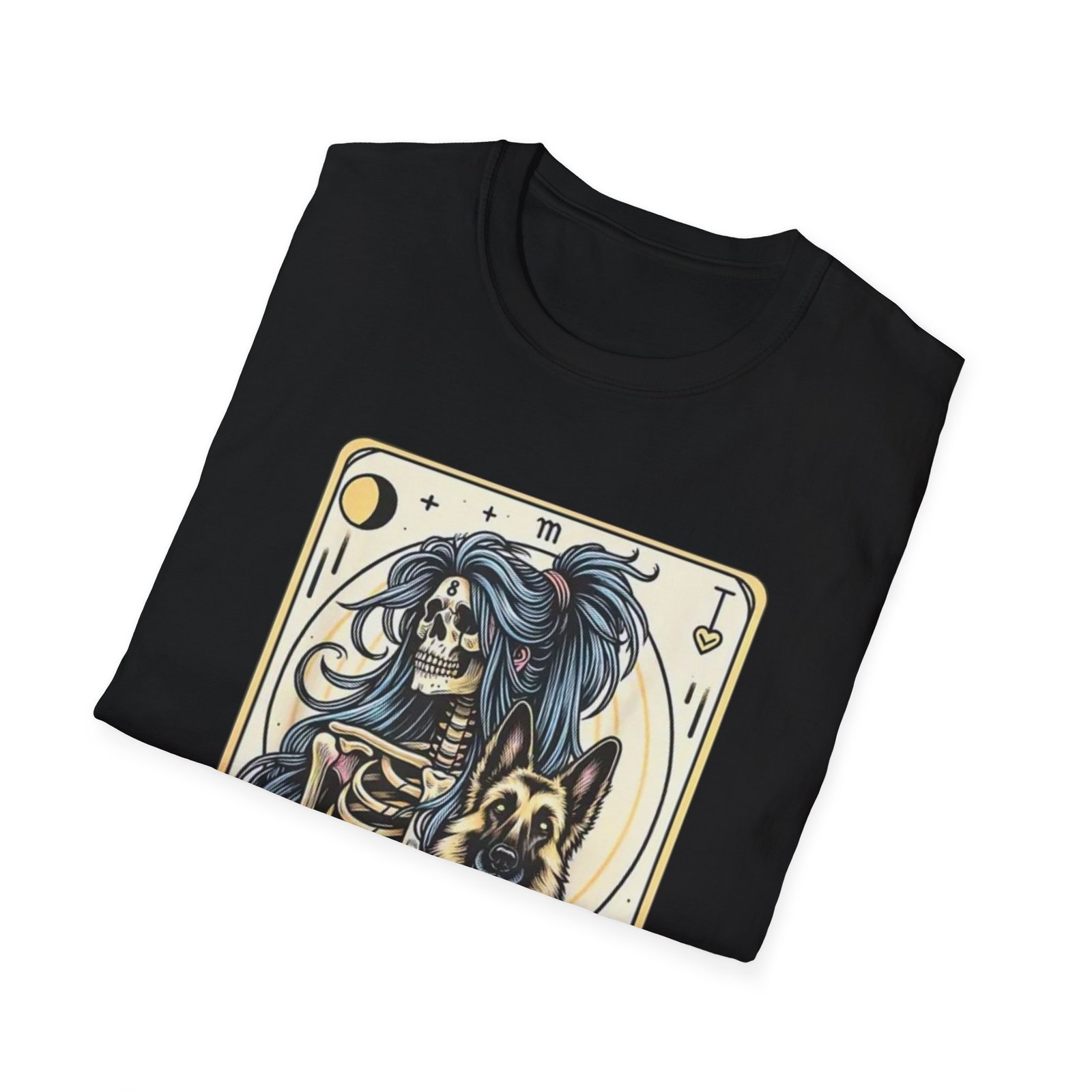 German Shepherd Tarot Skeleton T-Shirt | Funny Dog Tarot Tee - Image 4
