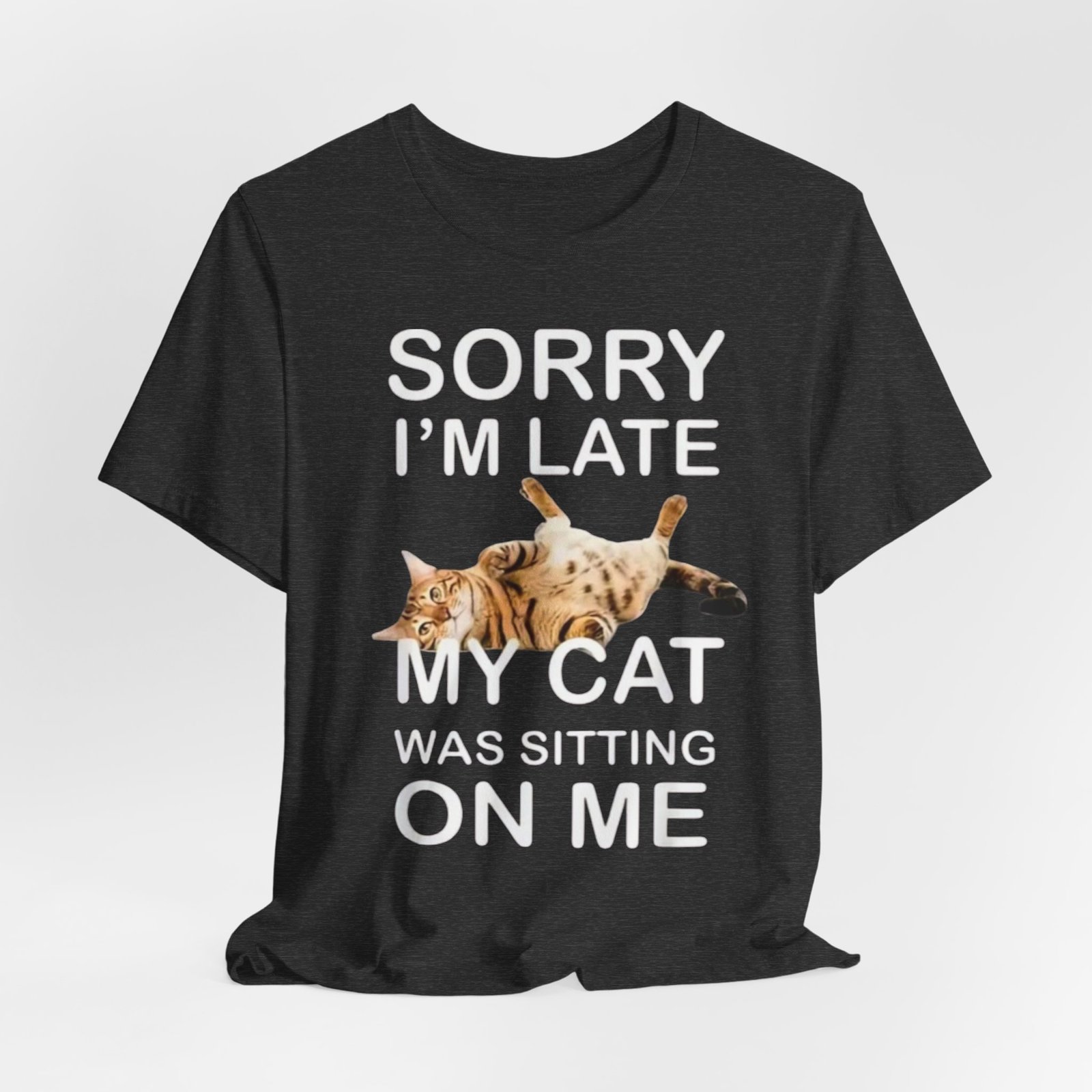 Sorry I'm Late My Cat Was Sitting On Me T-Shirt | Funny Cat Tee - Image 24