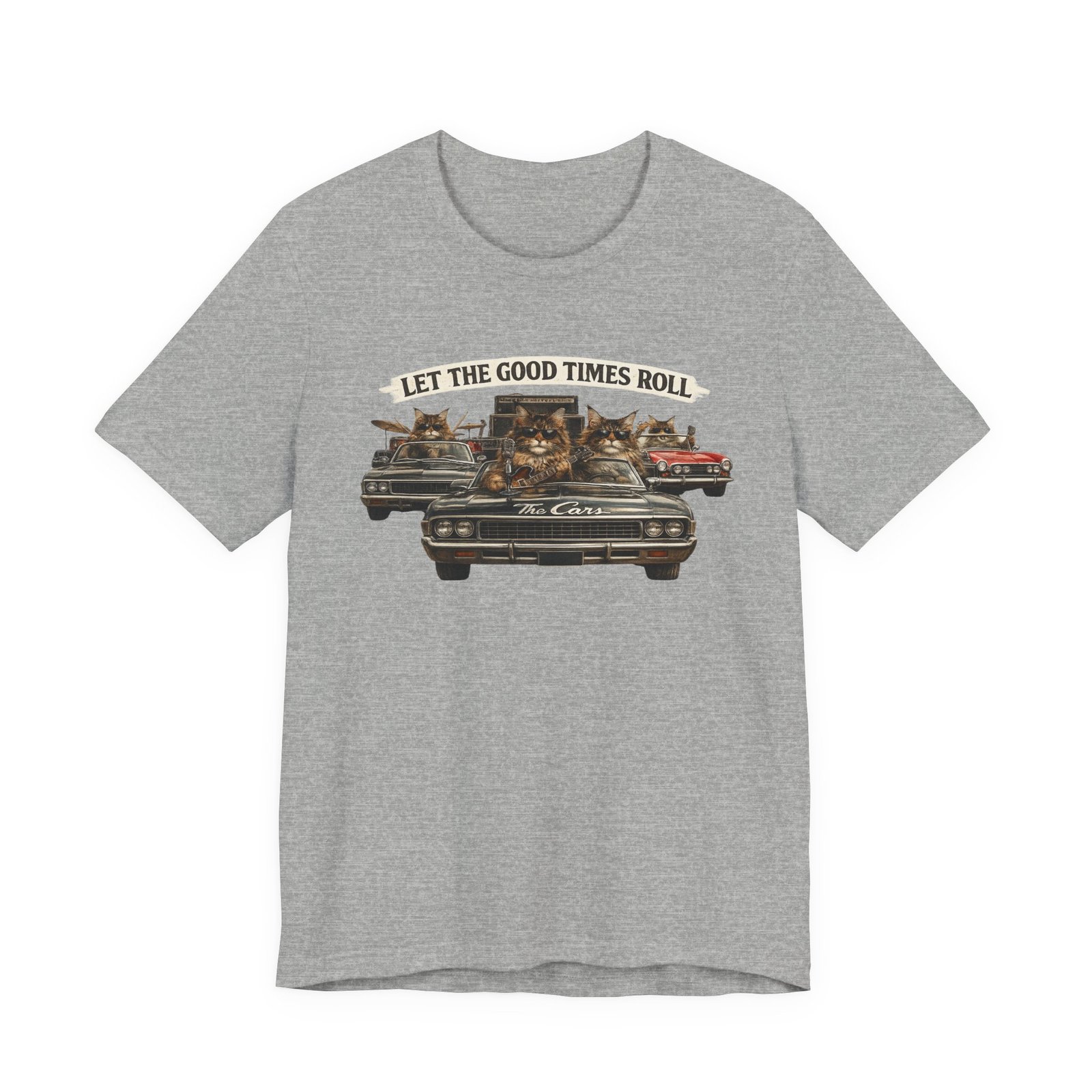 Let The Good Times Roll cats in classic car Tee | Vintage cat artwork - Image 17