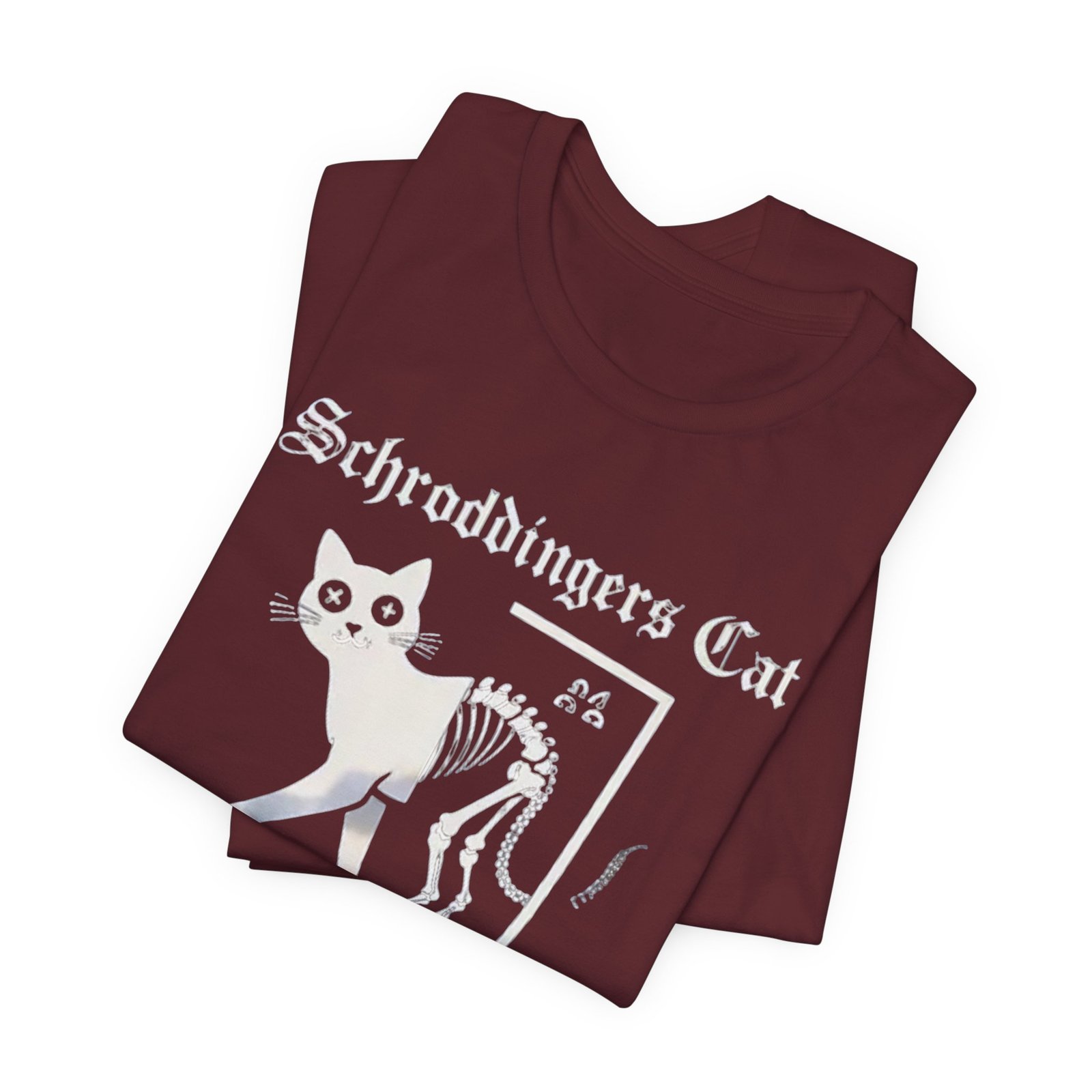 Schrodingers Cat skeleton illustration T-Shirt | Dead & Alive cat science tee - Image 27
