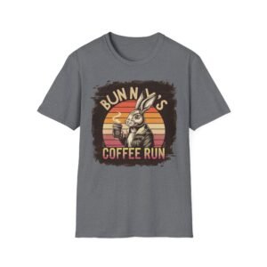 Funny Bunny's Coffee Run Unisex Softstyle T-Shirt, Tee, Shirt, Top, Gift for Coffee Lovers
