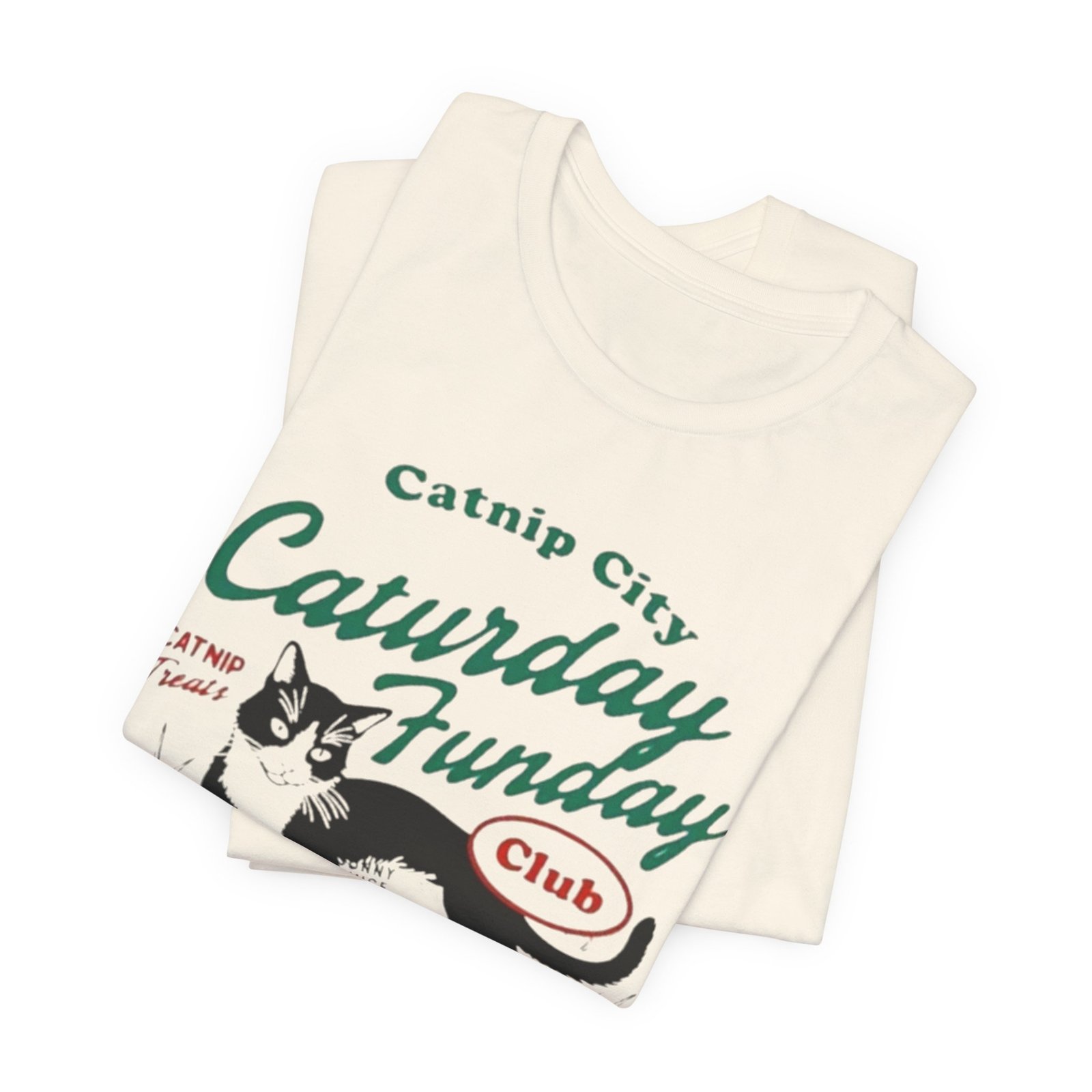 Catnip City Caturday Funday Cat T-Shirt | Vintage Cat Graphic Tee - Image 11