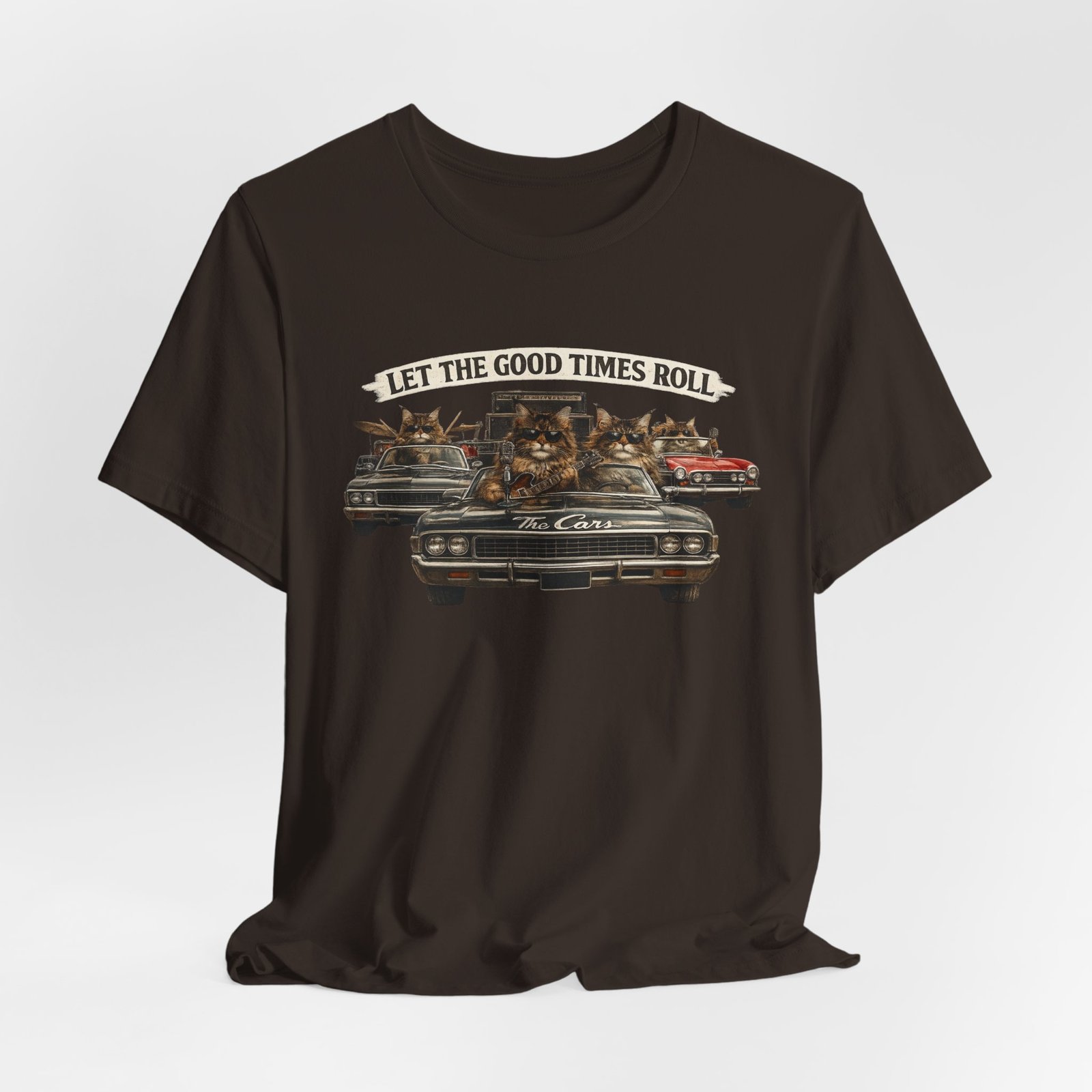 Let The Good Times Roll cats in classic car Tee | Vintage cat artwork - Image 16