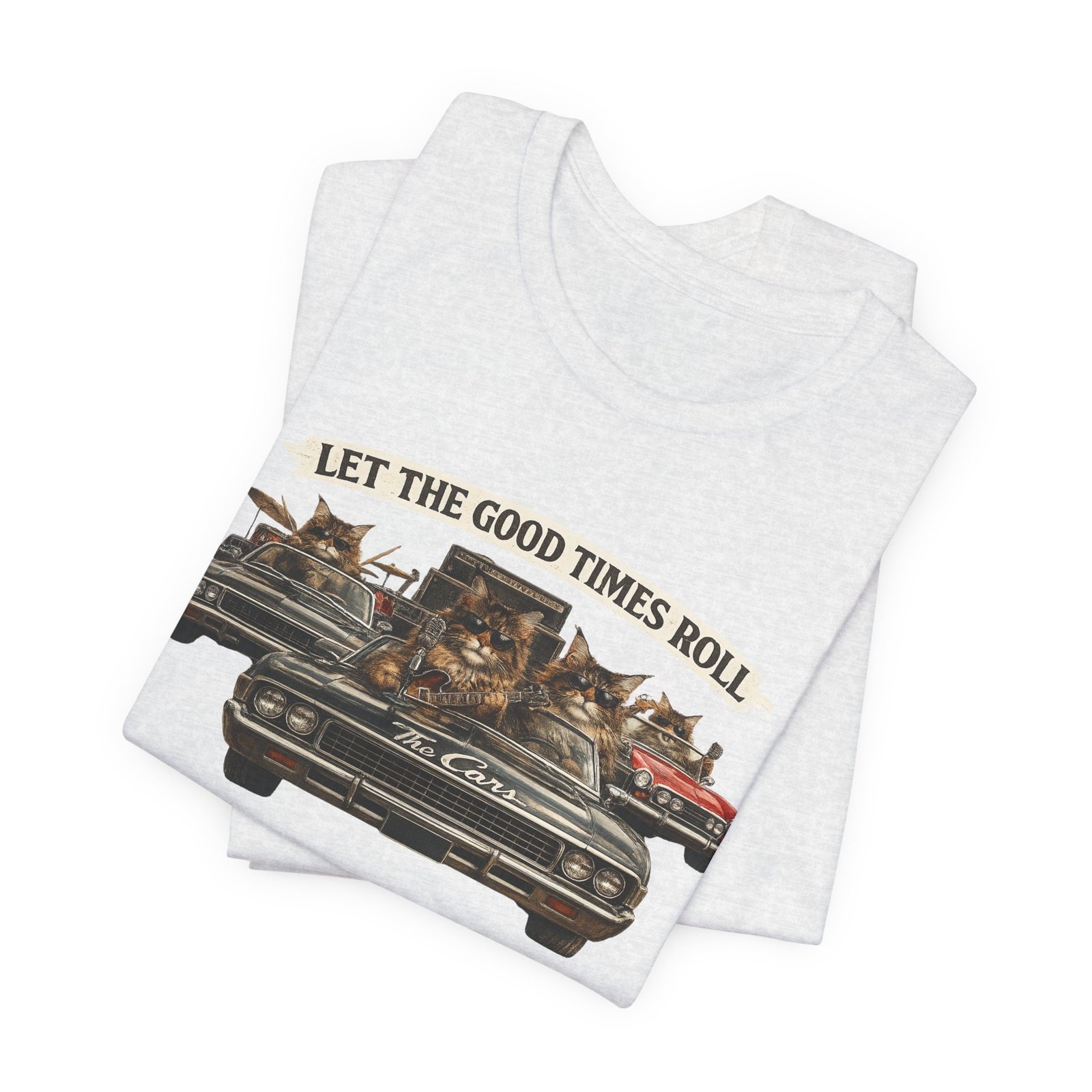 Let The Good Times Roll cats in classic car Tee | Vintage cat artwork - Image 11