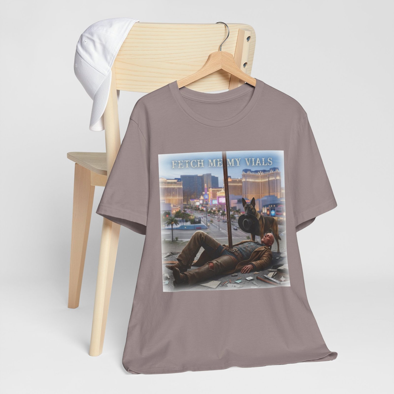 Fetch me my vials, Fallout Tee, Street Scene Graphic Tee — "Fetch Me My Vials" Retro Vegas Art Shirt - Image 5