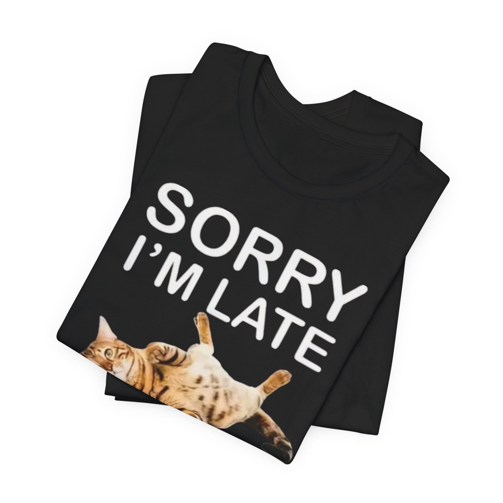 Sorry I'm Late My Cat Was Sitting On Me T-Shirt | Funny Cat Tee - Image 4
