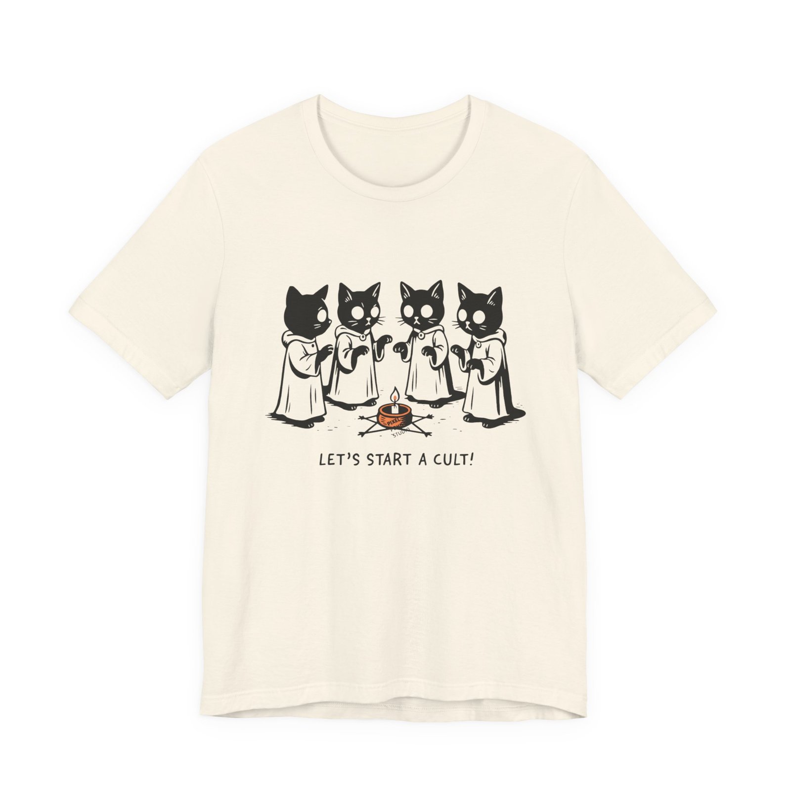 Cat Choir Lets Start a Cult Tee , Cat Ritual Graphic Shirt - Image 9