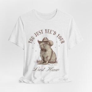Capybara Animal Tee with 'You Just Need Your Last Happy' Quote, Casual Wear, Gift for Animal Lovers, Birthday Shirt, Eco-Friendly Fashion, [...]