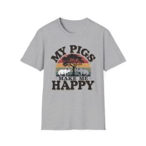 Funny 'My Pigs Make Me Happy' Unisex Softstyle T-Shirt, Pig Lover Tee, Animal Graphic Shirt, Farm Life Top, Cute Piggy Tshirt