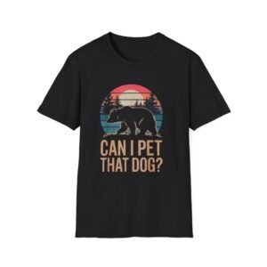 Can I Pet That Dog? Bear T-Shirt | Retro Bear Silhouette, Vintage Sunset
